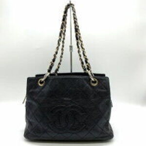 CHANEL Matelasse Coco Mark Chain Shoulder Bag Black Caviar Leather